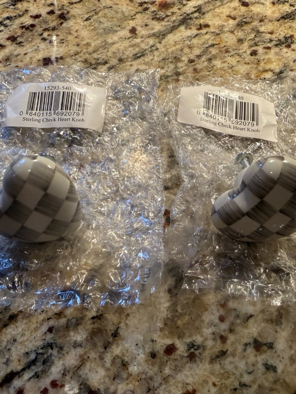 MacKenzie - Childs Sterling Check Heart Knobs - Picture 3 of 8